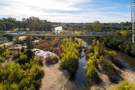 Aerial view of the access bridge to the capital city across the Santa Lucia River in autumn. - Department of Florida - URUGUAY. Photo #72477