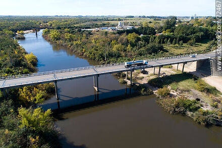 Aerial view of the Ruta 5 highway bridge over the Santa Lucía River - Department of Florida - URUGUAY. Photo #72467