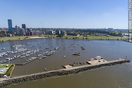Aerial view of the breakwater and marinas of Puerto del Buceo - Department of Montevideo - URUGUAY. Photo #73029