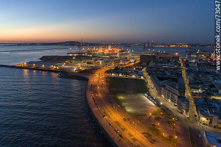 Aerial photo of Rambla Francia at dusk - Department of Montevideo - URUGUAY. Photo #73047