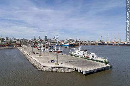 Aerial view of the Greenpeace ship Esperanza docked at pier C. - Department of Montevideo - URUGUAY. Photo #73062
