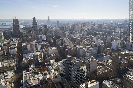 Aerial view of downtown Montevideo - Department of Montevideo - URUGUAY. Photo #73096
