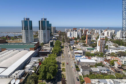 Aerial view of the World Trade Center Montevideo towers on L. A. de Herrera Ave - Department of Montevideo - URUGUAY. Photo #73101