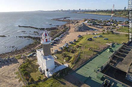 Aerial view of Punta Carretas lighthouse - Department of Montevideo - URUGUAY. Photo #73146