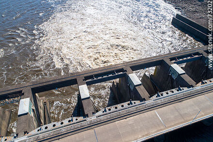 Aerial view of the Baygorria dam on the Negro river - Durazno - URUGUAY. Photo #73202