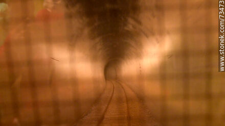 Circulando dentro del único túnel ferroviario del Uruguay en la línea Tacuarembó - Rivera. Km 466. Salida al norte - Departamento de Tacuarembó - URUGUAY. Foto No. 73473