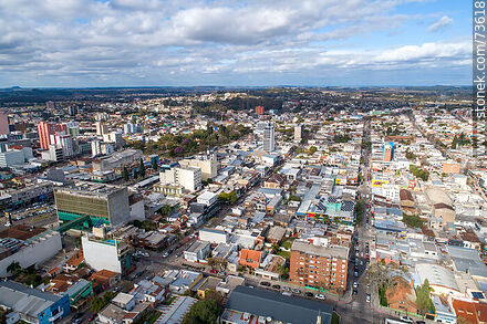 Vista aérea de las calles Paysandú y Pedro de Ceballos - Departamento de Rivera - URUGUAY. Foto No. 73618