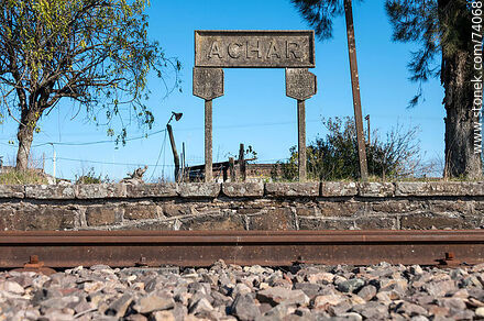 Achar village railroad station signboard - Tacuarembo - URUGUAY. Photo #74068
