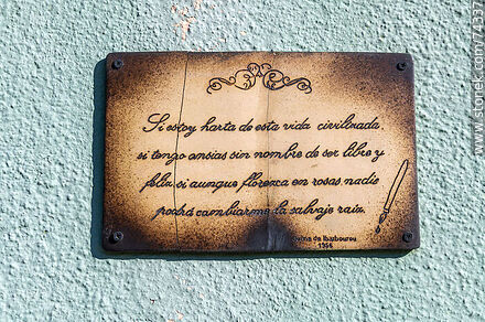 Plaque with a poem by Juana de Ibarbourou - Department of Cerro Largo - URUGUAY. Photo #74337