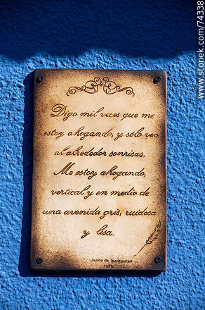 Plaque with a poem by Juana de Ibarbourou - Department of Cerro Largo - URUGUAY. Photo #74338