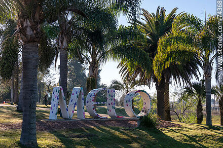 Letters sign of Melo capital of Cerro Largo at the entrance to the city - Department of Cerro Largo - URUGUAY. Photo #74368