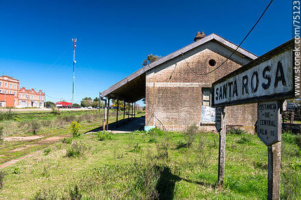 Santa Rosa train station. Station sign - Department of Canelones - URUGUAY. Photo #75123