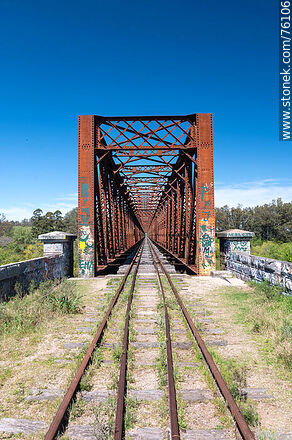 Puente ferroviario de hierro reticulado sobre el río Yí (2021) - Departamento de Durazno - URUGUAY. Foto No. 76106