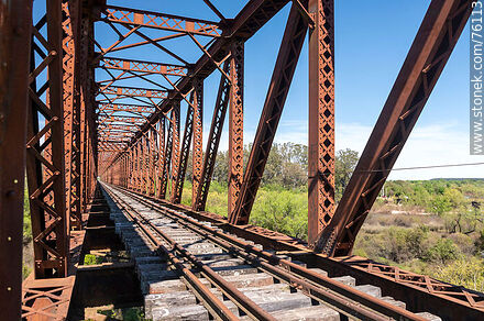 Puente ferroviario de hierro reticulado sobre el río Yí (2021) - Departamento de Durazno - URUGUAY. Foto No. 76113