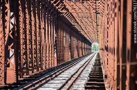 Puente ferroviario de hierro reticulado sobre el río Yí (2021) - Departamento de Durazno - URUGUAY. Foto No. 76117