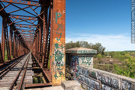Puente ferroviario de hierro reticulado sobre el río Yí (2021) - Departamento de Durazno - URUGUAY. Foto No. 76123