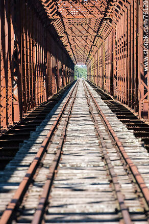 Puente ferroviario de hierro reticulado sobre el río Yí (2021) - Departamento de Durazno - URUGUAY. Foto No. 76129