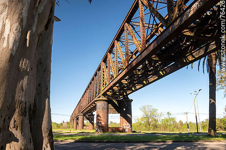 Puente ferroviario sobre la Avenida Churchill y que cruza el río Yí (2021) - Departamento de Durazno - URUGUAY. Foto No. 76426