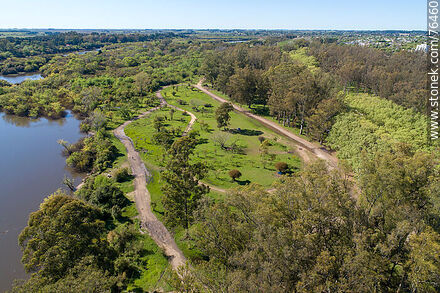 Aerial view of the flooded park on the banks of the Yi River - Durazno - URUGUAY. Photo #76460