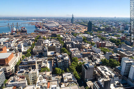 Aerial view of the Downtown to the north - Department of Montevideo - URUGUAY. Photo #76491
