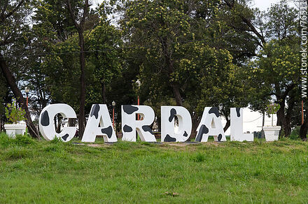 Cardal sign at the entrance in dairy style - Department of Florida - URUGUAY. Photo #76511