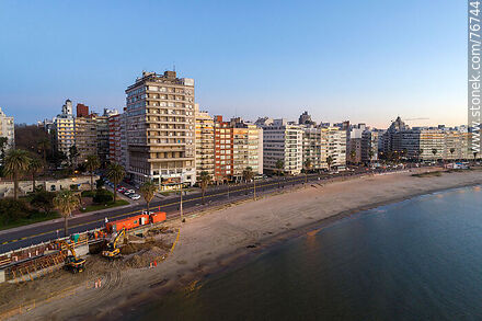 Aerial view of the República del Perú promenade before sunrise - Department of Montevideo - URUGUAY. Photo #76744