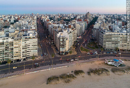 Aerial view of Rambla Rep. del Peru, Av. Brasil and Bvar. España at dawn - Department of Montevideo - URUGUAY. Photo #76751