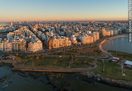 Aerial view of Trouville at the golden hour at dawn - Department of Montevideo - URUGUAY. Photo #76760