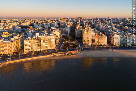 Aerial view of Trouville and Pocitos at the golden hour of dawn - Department of Montevideo - URUGUAY. Photo #76766