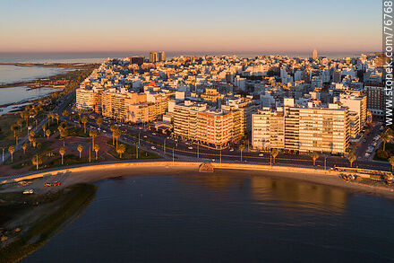 Aerial view of Trouville and Pocitos at the golden hour of dawn - Department of Montevideo - URUGUAY. Photo #76768