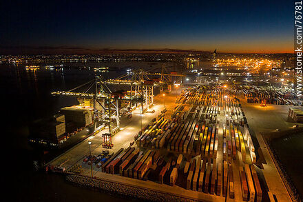 Aerial view of the Port of Montevideo at sunrise. - Department of Montevideo - URUGUAY. Photo #76781