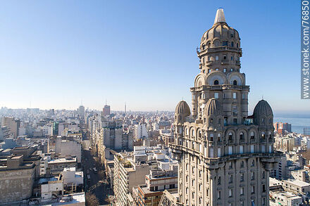 Aerial view of a section of Palacio Salvo - Department of Montevideo - URUGUAY. Photo #76850