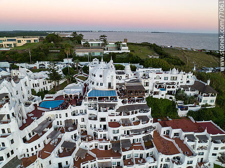 Aerial view of Hotel Casapueblo at sunset - Punta del Este and its near resorts - URUGUAY. Photo #77061