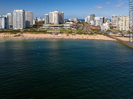 Aerial view of Playa Mansa in the afternoon from the sea - Punta del Este and its near resorts - URUGUAY. Photo #77113