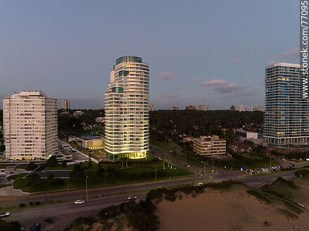 Aerial view of Playa Mansa towers at sunset - Punta del Este and its near resorts - URUGUAY. Photo #77095
