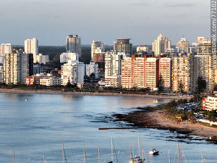 Aerial view of towers of Mansa beach. Mailhos Pier - Punta del Este and its near resorts - URUGUAY. Photo #77102