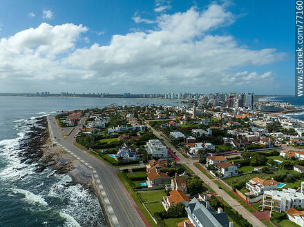 Aerial view of the southern tip of the peninsula - Punta del Este and its near resorts - URUGUAY. Photo #77160