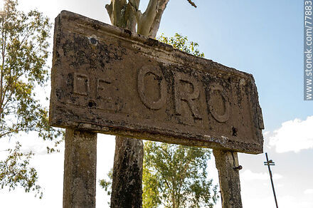 Old Bañado de Oro train station. Remains of the station sign - Department of Treinta y Tres - URUGUAY. Photo #77883