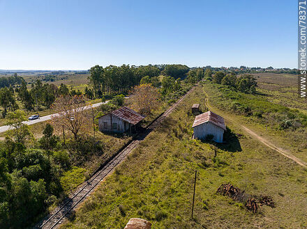 Aerial view of Zapicán train station - Lavalleja - URUGUAY. Photo #78371