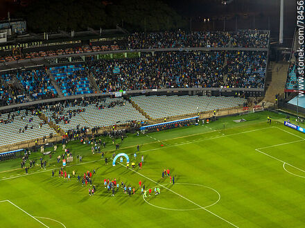 Aerial view of the end of the Uruguay - Panama match (June 2022) - Department of Montevideo - URUGUAY. Photo #78456