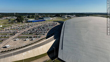 Aerial view of the airport roof and parking lot - Department of Canelones - URUGUAY. Photo #78531