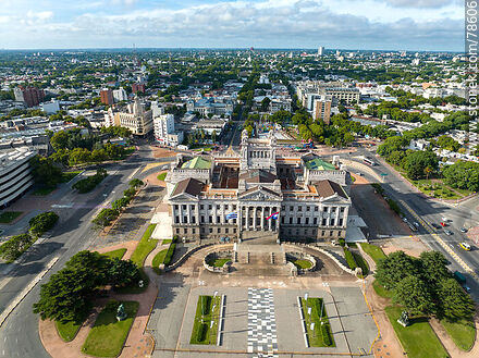 Aerial view of the front of the palace facing Avenida de las Leyes. - Department of Montevideo - URUGUAY. Photo #78606