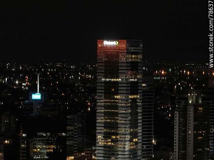 Aerial view of WTC4 tower at night - Department of Montevideo - URUGUAY. Photo #78637