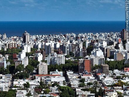 Aerial view of the city of Montevideo on the Rio de la Plata - Department of Montevideo - URUGUAY. Photo #78712