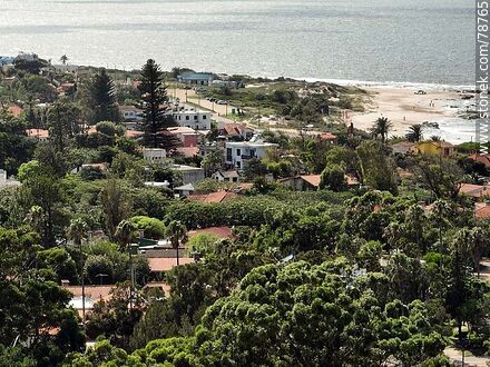 Aerial photo of houses among the trees near the coast - Department of Canelones - URUGUAY. Photo #78765