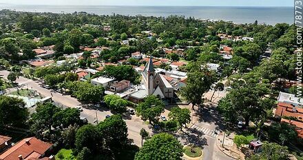 Aerial photo of Gral. Artigas street. Roger Balet Church - Department of Canelones - URUGUAY. Photo #78773