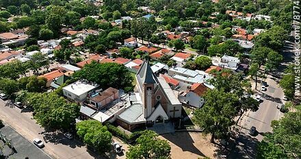 Aerial photo of Gral. Artigas street. Roger Balet Church - Department of Canelones - URUGUAY. Photo #78774
