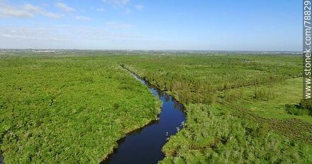 Foto aérea del arroyo Pando aguas arriba - Departamento de Canelones - URUGUAY. Foto No. 78829
