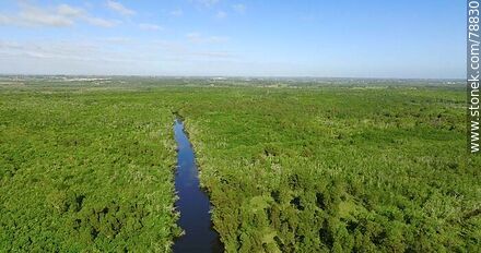 Foto aérea del arroyo Pando aguas arriba - Departamento de Canelones - URUGUAY. Foto No. 78830