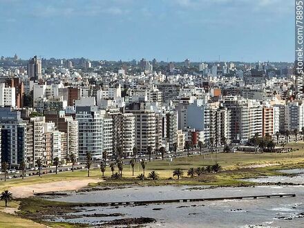 Foto aérea de la rambla de Punta Carretas y el resto de la ciudad - Departamento de Montevideo - URUGUAY. Foto No. 78895